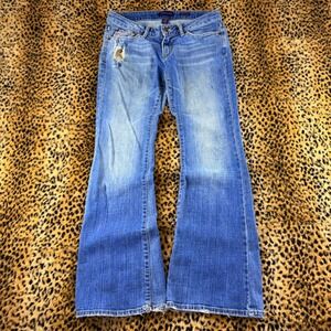 Aeropostale Stretch Flare Jeans Blue Distressed Low Rise Y2K Size 5/6S